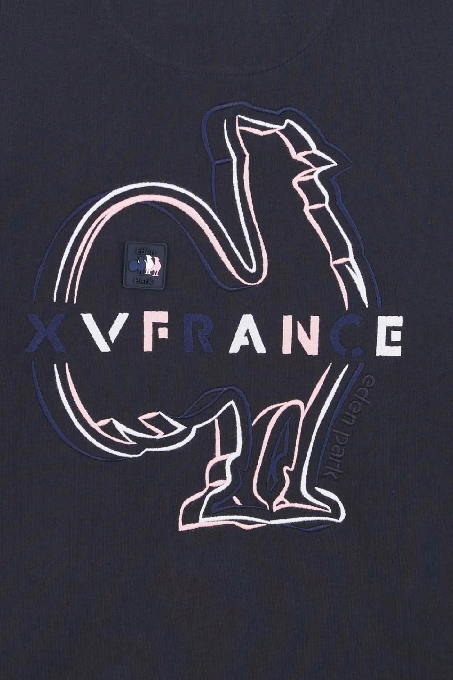T-Shirt Bleu Marine A Coq Xv De France Au Dos