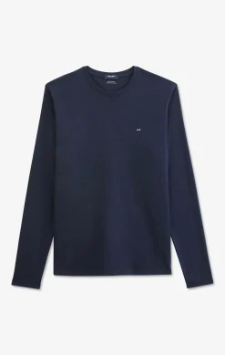 T-Shirt Bleu Marine Col Rond A Manches Longues