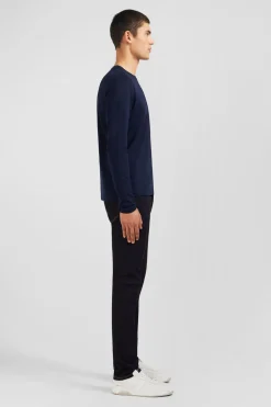 T-Shirt Bleu Marine Col Rond A Manches Longues