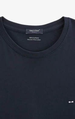T-Shirt Bleu Marine Col Rond A Manches Longues