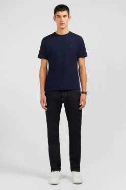 T-Shirt Bleu Marine Col Rond A Manches Courtes
