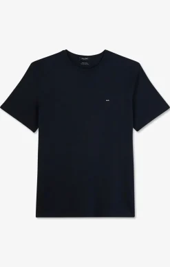 T-Shirt Bleu Marine Col Rond A Manches Courtes