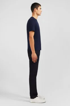 T-Shirt Bleu Marine Col Rond A Manches Courtes