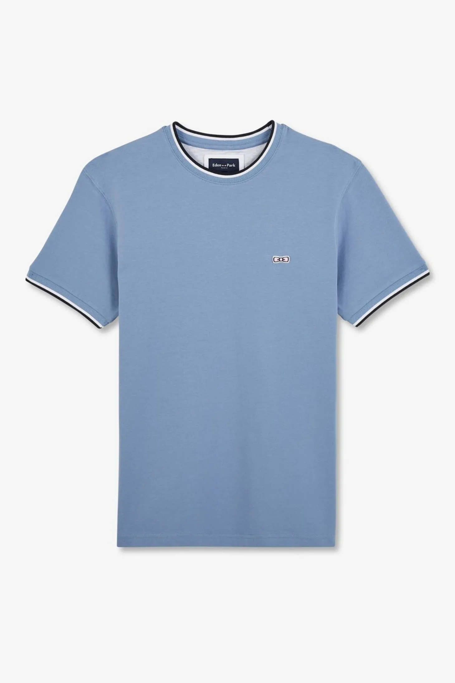 T-Shirt Bleu Uni A Manches Courtes