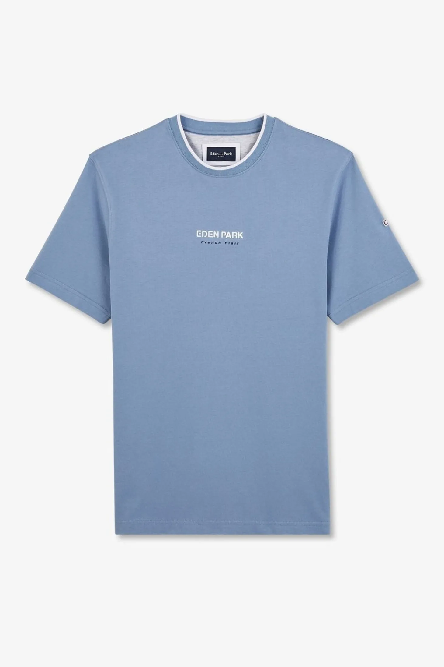 T-Shirt Bleu Uni A Manches Courtes