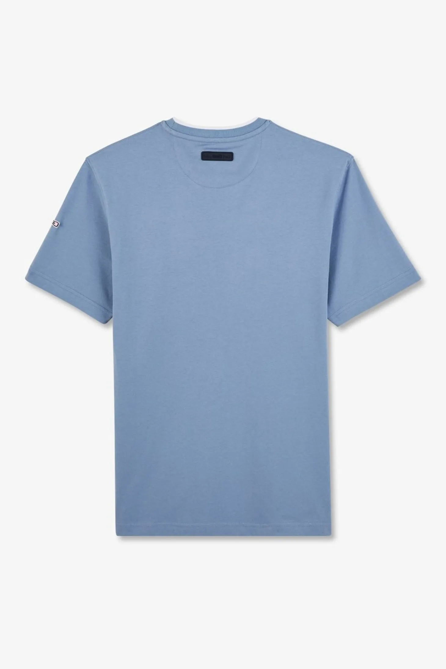 T-Shirt Bleu Uni A Manches Courtes