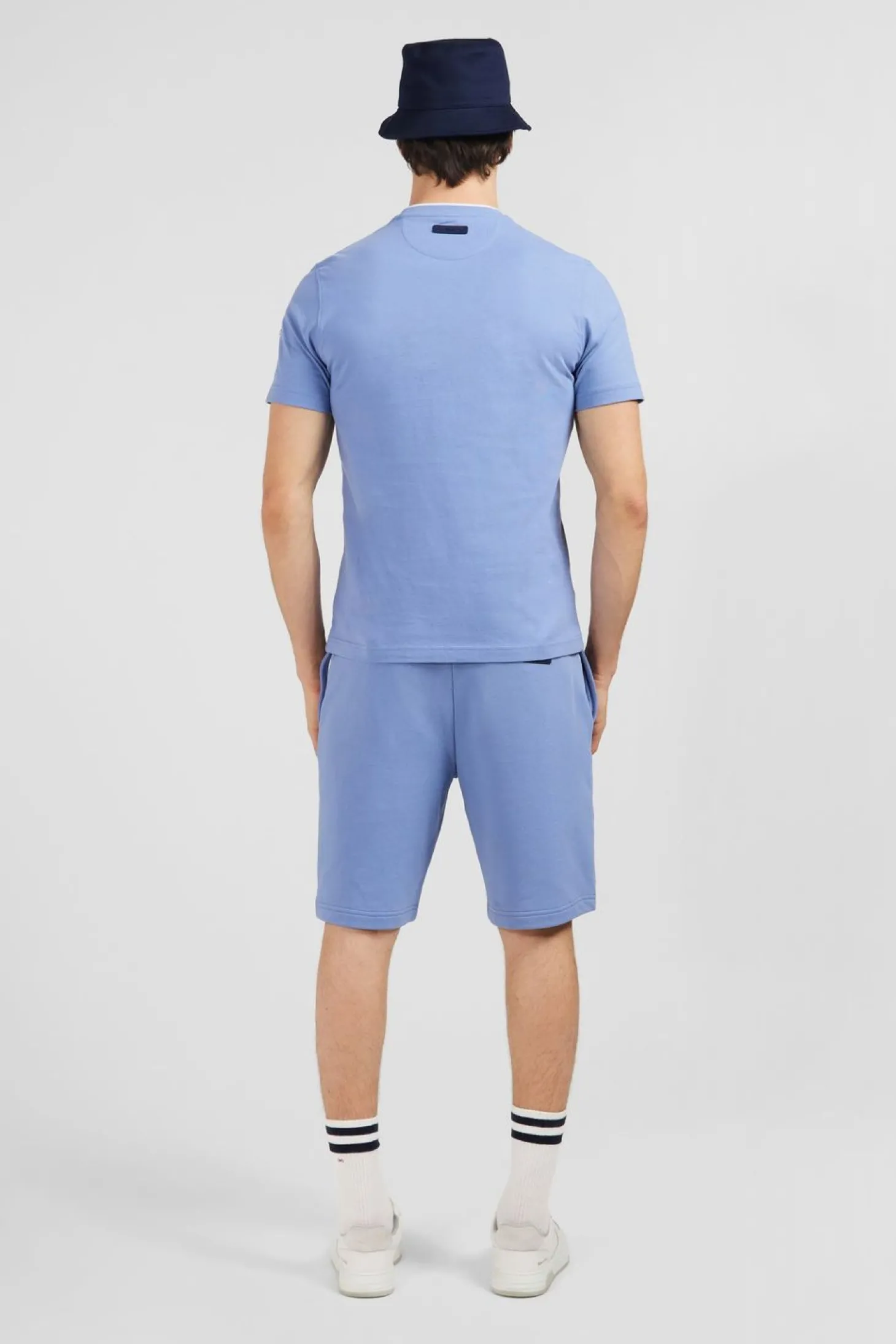 T-Shirt Bleu Uni A Manches Courtes