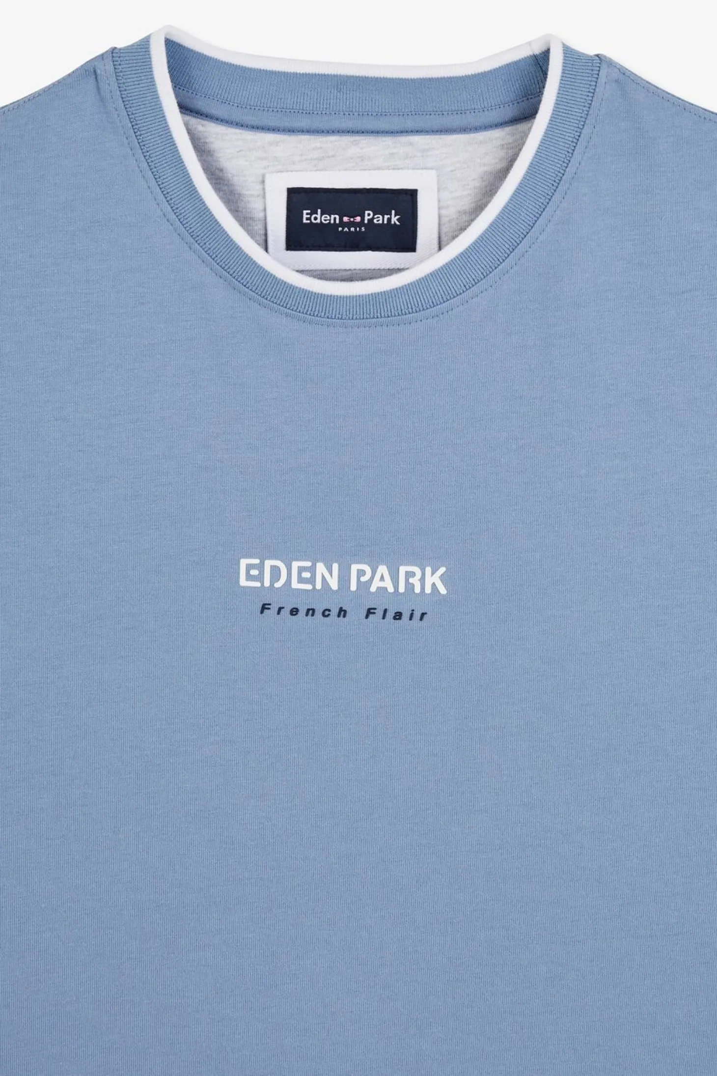 T-Shirt Bleu Uni A Manches Courtes