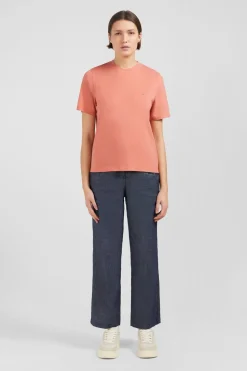 T-Shirt Brique Uni A Manches Courtes