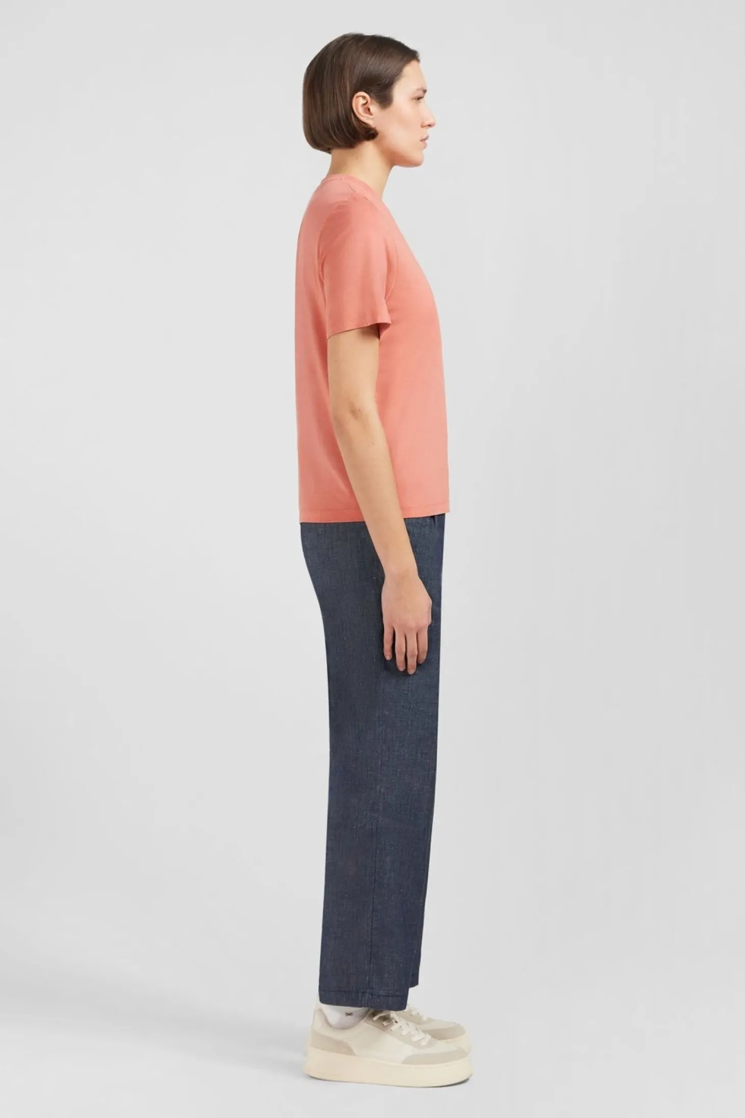 T-Shirt Brique Uni A Manches Courtes