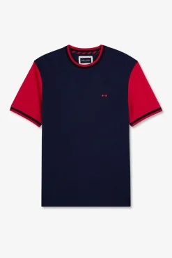 T-Shirt Colorblock Bleu Fonce A Inscription Eden Park French Flair