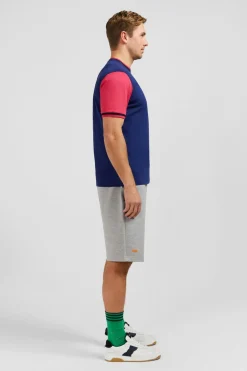 T-Shirt Colorblock Bleu Fonce A Inscription Eden Park French Flair