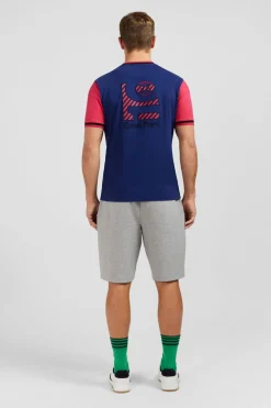 T-Shirt Colorblock Bleu Fonce A Inscription Eden Park French Flair
