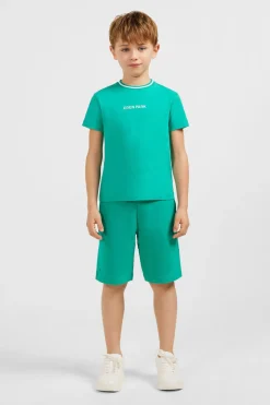 T-Shirt Col Rond Raye Eden Park Vert En Coton Stretch