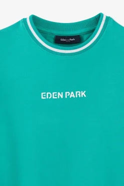 T-Shirt Col Rond Raye Eden Park Vert En Coton Stretch