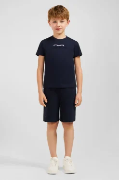 T-Shirt Debosse Eden Park Marine En Jersey Coton