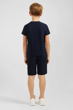 T-Shirt Debosse Eden Park Marine En Jersey Coton