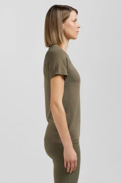 T-Shirt De Sport Manches Courtes A Details Cercles Kaki