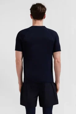 T-Shirt De Sport Manches Courtes A Details Cercles Bleu Marine