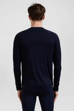 T-Shirt De Sport Manches Longues A Details Cercles Bleu Marine