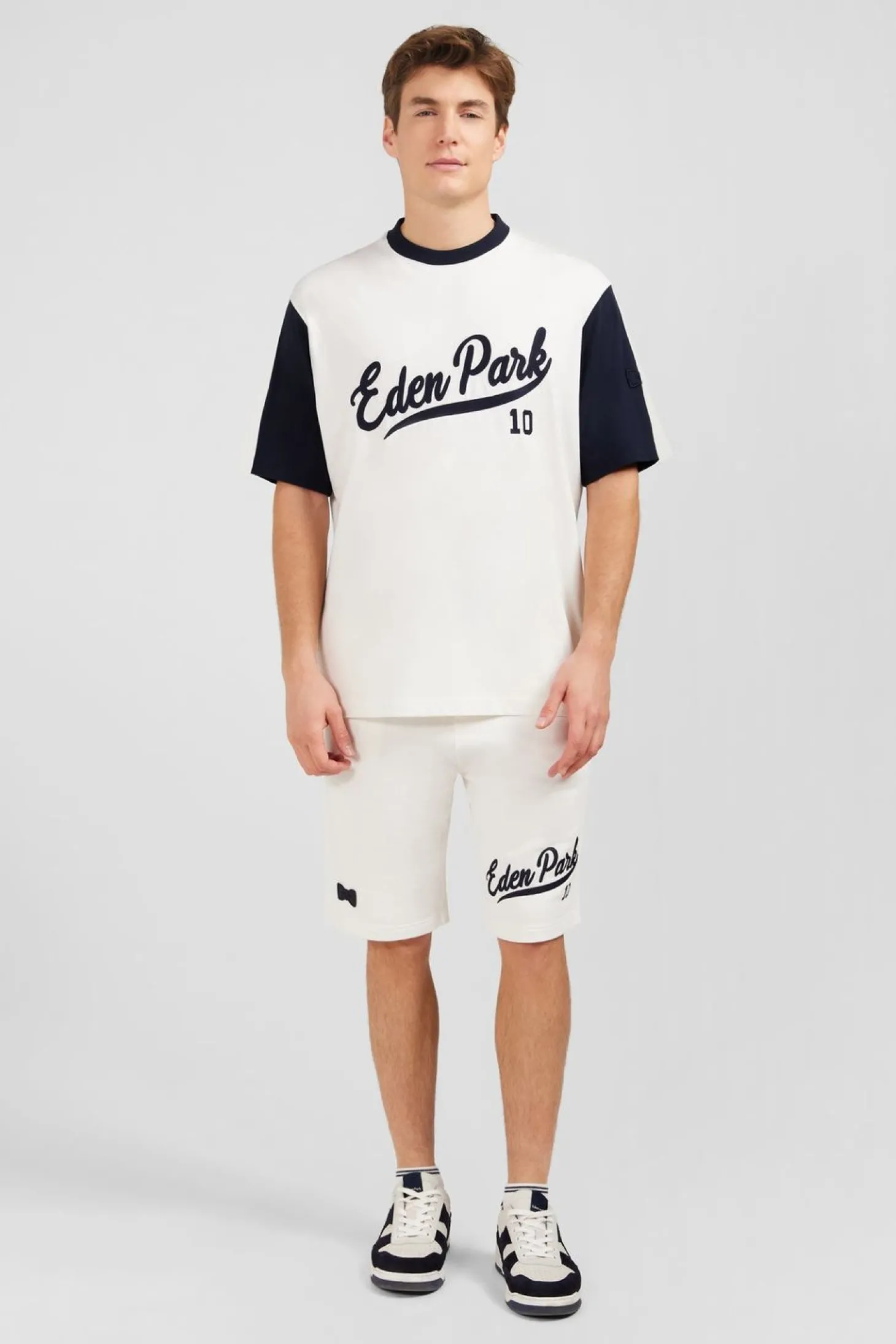 T-Shirt Ecru Colorblock Inscription Eden Park