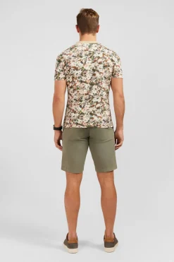 T-Shirt Ecru En Coton Pique Imprime Fleuri
