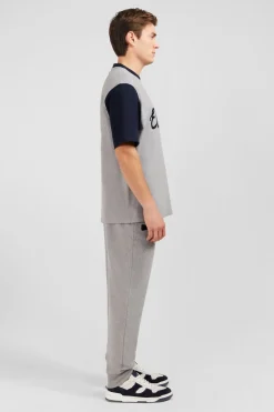 T-Shirt Gris Clair Colorblock Inscription Eden Park