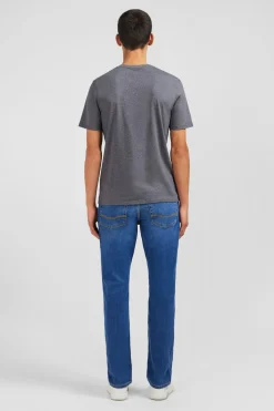 T-Shirt Gris Col V A Manches Courtes