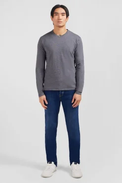 T-Shirt Gris Col V A Manches Longues