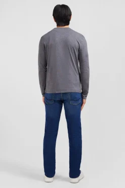 T-Shirt Gris Col V A Manches Longues