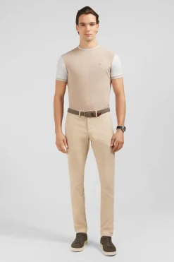 T-Shirt Manches Courtes Beige Colorblock