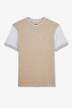 T-Shirt Manches Courtes Beige Colorblock