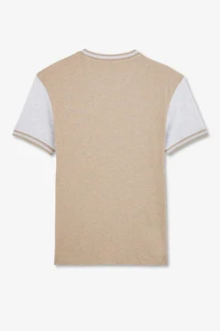 T-Shirt Manches Courtes Beige Colorblock