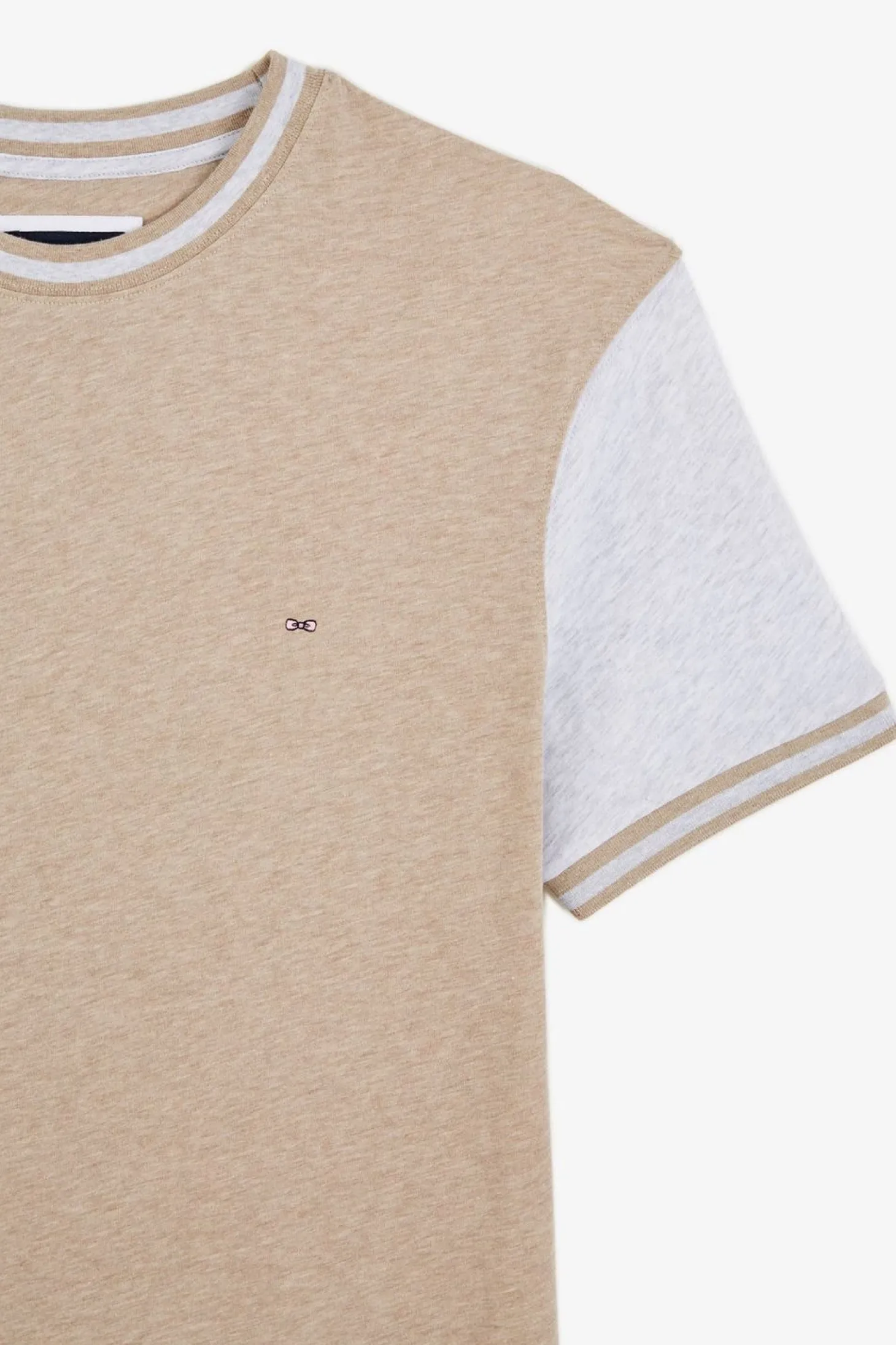 T-Shirt Manches Courtes Beige Colorblock