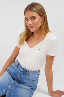 T-Shirt Manches Courtes Blanc En Coton Pima