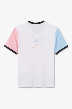 T-Shirt Manches Courtes Blanc En Coton Details Embleme