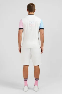 T-Shirt Manches Courtes Blanc En Coton Details Embleme
