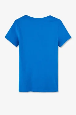 T-Shirt Manches Courtes Bleu En Coton Pima