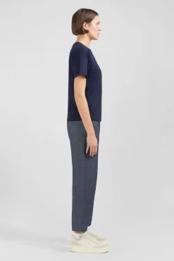T-Shirt Manches Courtes Bleu Marine Uni