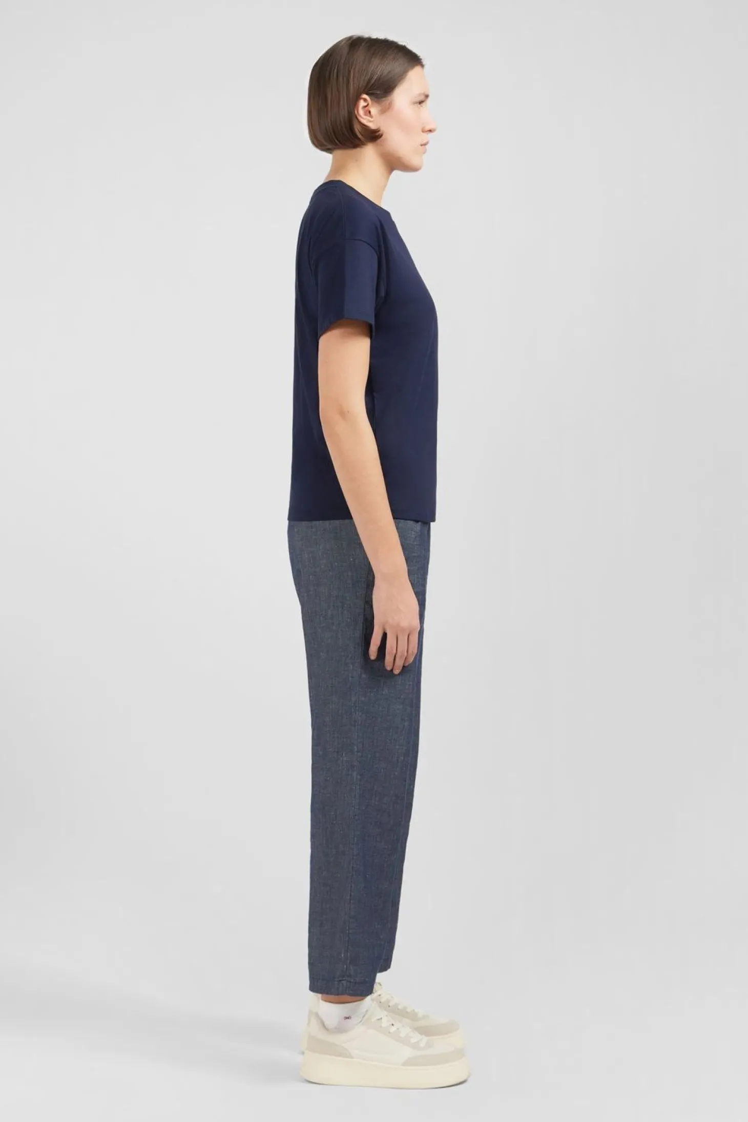 T-Shirt Manches Courtes Bleu Marine Uni