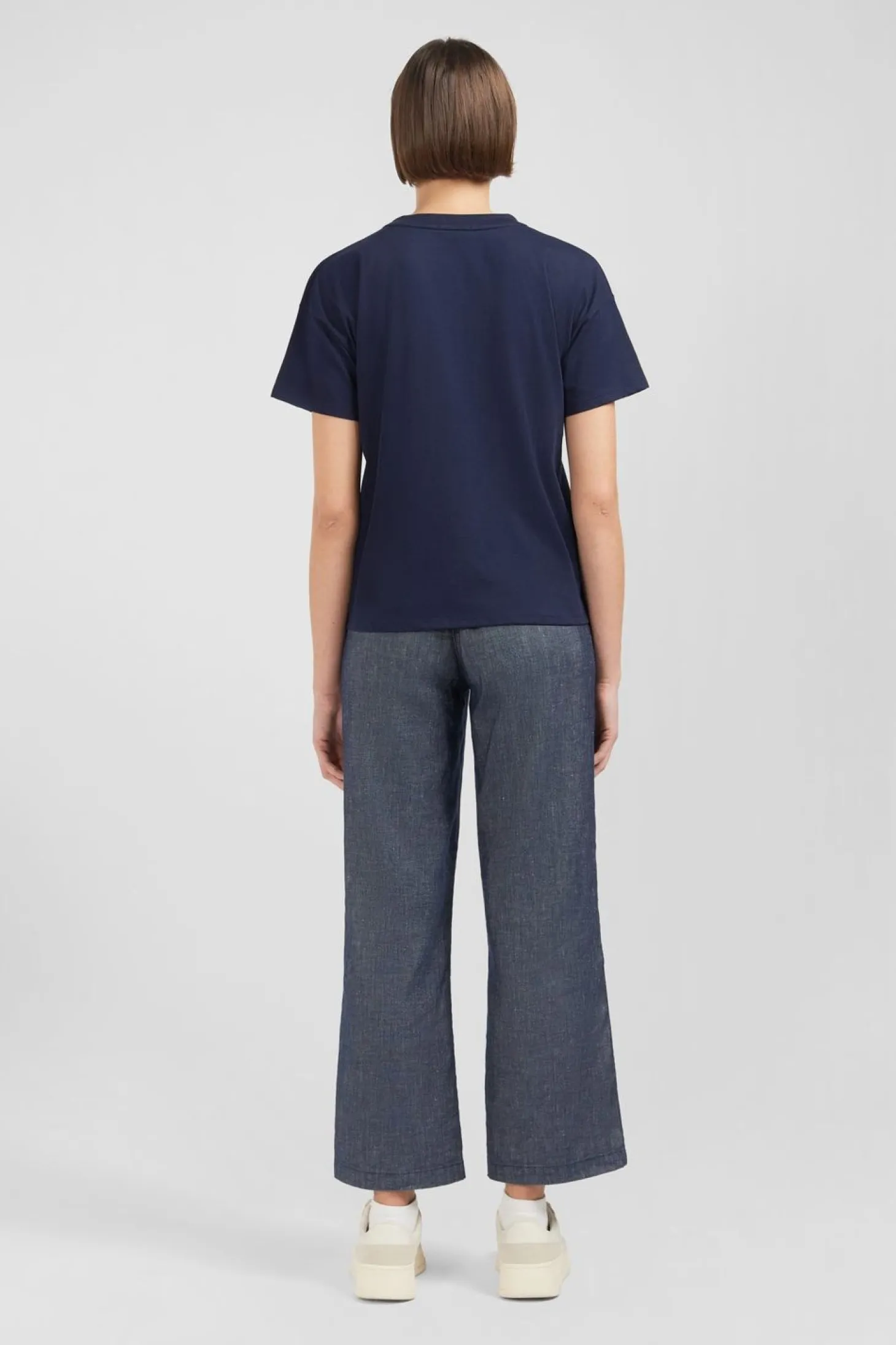 T-Shirt Manches Courtes Bleu Marine Uni