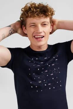 T-Shirt Manches Courtes Bleu Marine Imprime Eden Park