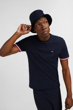 T-Shirt Manches Courtes Bleu Marine Avec Logo Reliefe