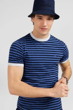 T-Shirt Manches Courtes Bleu Raye