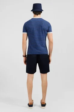T-Shirt Manches Courtes Bleu Raye