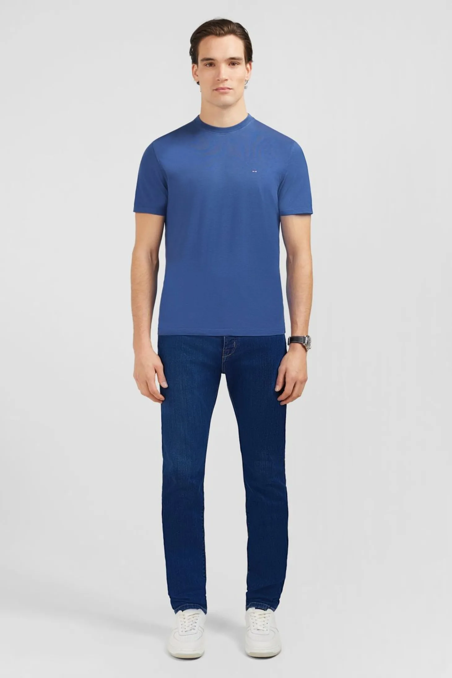 T-Shirt Manches Courtes Bleu Uni