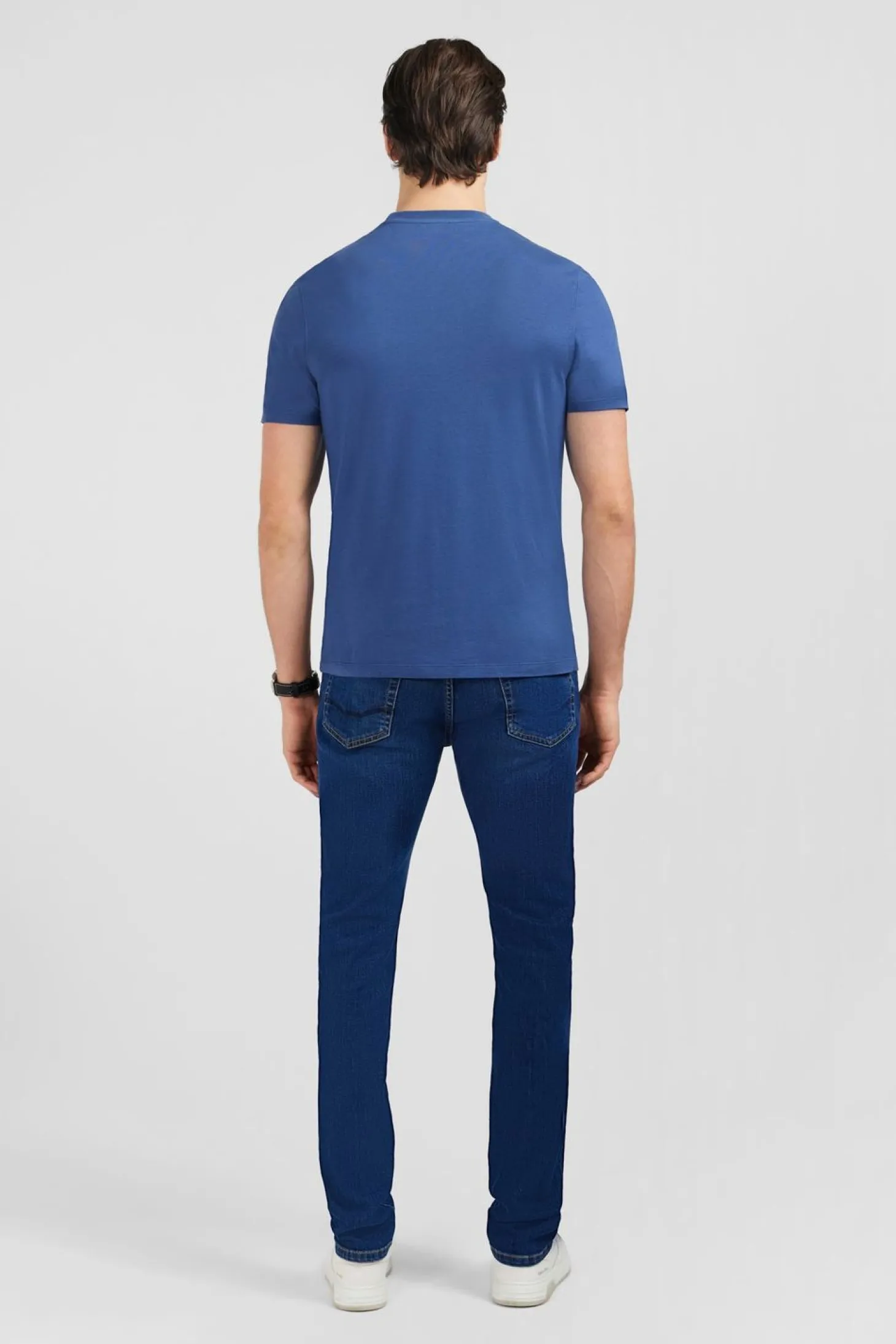 T-Shirt Manches Courtes Bleu Uni