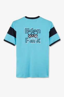 T-Shirt Manches Courtes Cercle Marine Et Turquoise En Coton