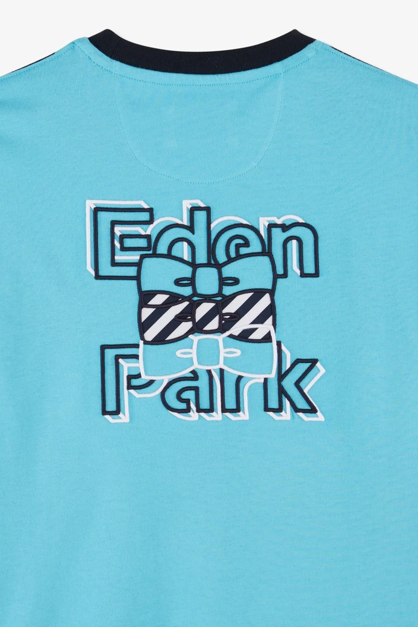 T-Shirt Manches Courtes Cercle Marine Et Turquoise En Coton