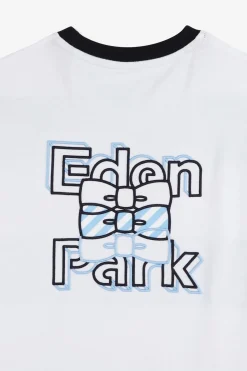T-Shirt Manches Courtes Cercle Ciel Et Blanc En Coton
